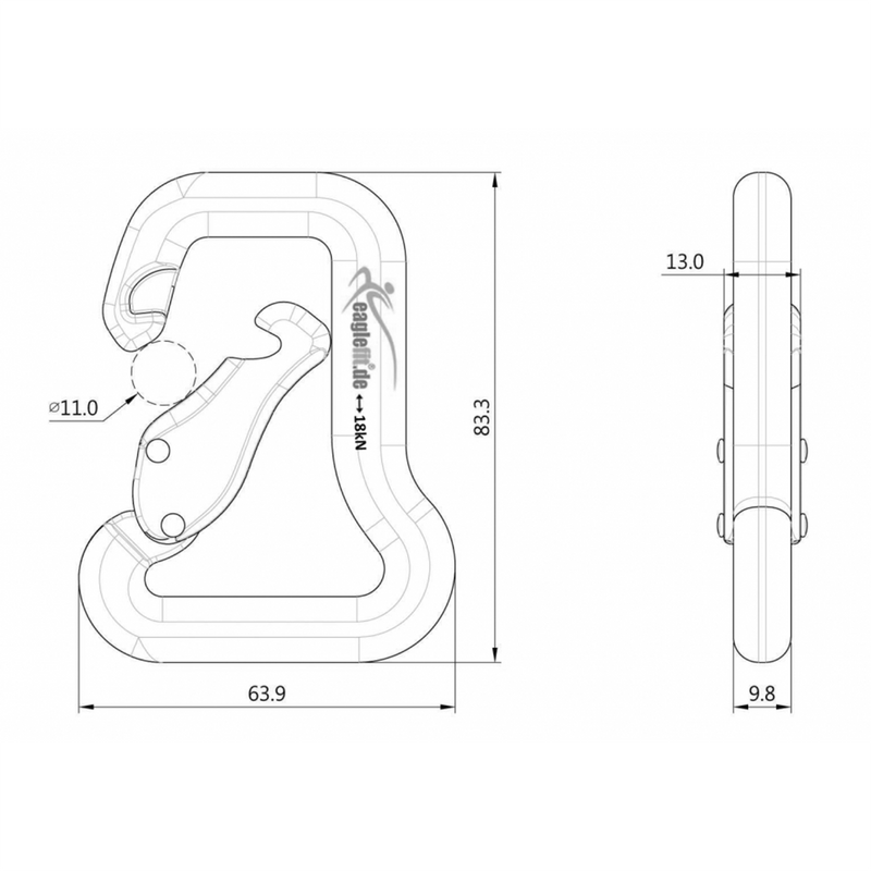 Karabiner 3D Skizze